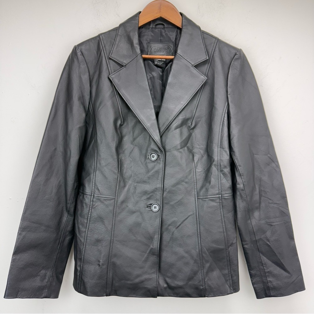 Austin Clothing Co. size Large Women’s Black Leather Button Up Blazer Jacket